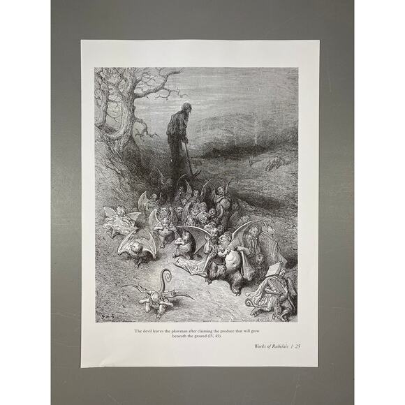 Dore, Works of Rabelais, Devil Leaves, Divine Bottle, Print, ~ 240707-WH 292 - Picture 2 of 4